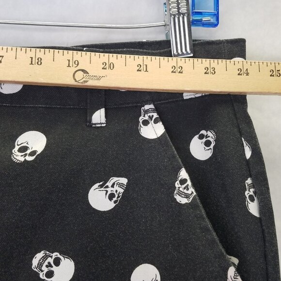 Hot Topic Skull Print Pants Women's 4XL Tapered Leg Charcoal White Ankle Jeans - Picture 13 of 16